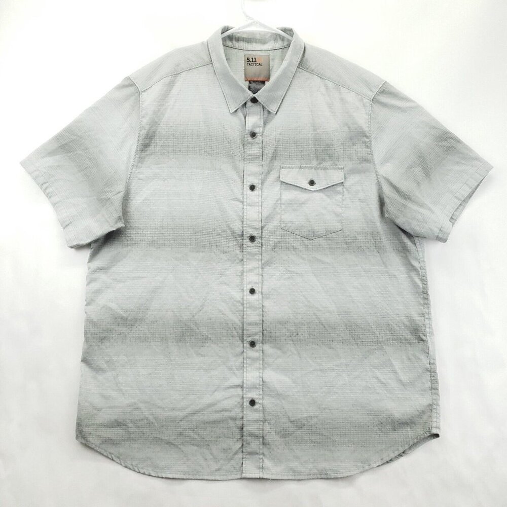5.11 Tactical Shirt Mens XL Gray Short Sleeve Pockets Snap Fast Access